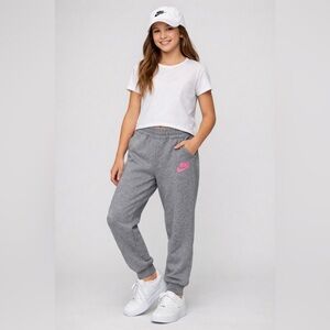 Nike Gray Sweatpants with Pink Logo